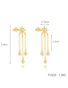 Boucles d'oreilles argent 925 doré à l'or fin - ETOILE...