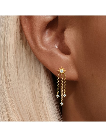 Boucles d'oreilles argent 925 doré à l'or fin - ETOILE FILANTE