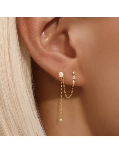 DRAPE CHAINE – Boucle d’oreille double en argent 925 doré... 2