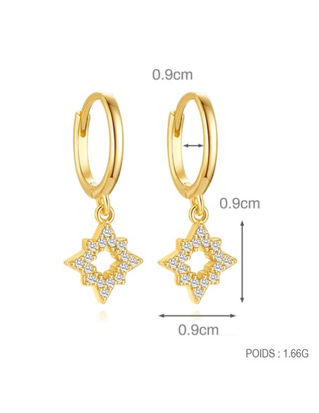 Boucles d'oreilles argent 925 doré à l'or fin - FLOCONS