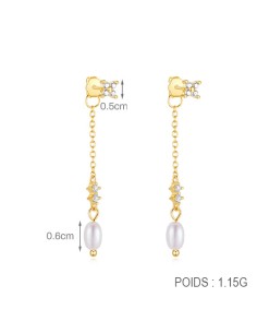 Boucles d'oreilles argent 925 doré à l'or fin - PERLEE