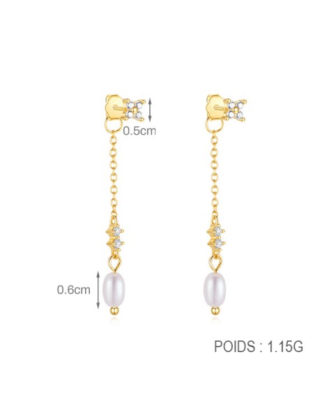 Boucles d'oreilles argent 925 doré à l'or fin - PERLEE