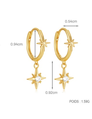 Boucles d'oreilles argent 925 doré à l'or fin -...