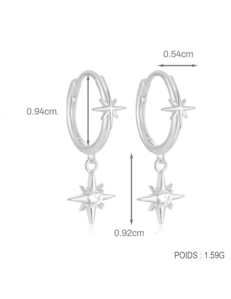 Boucles d'oreilles argent 925 - ASTRE