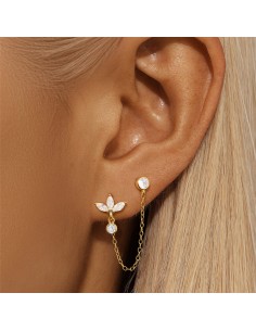 LOTUS 2 CHAINE – Boucle d’oreille double en argent 925... 2