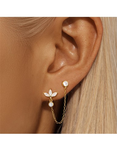 LOTUS 2 CHAINE – Boucle d’oreille double en...