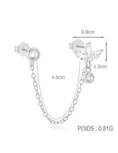 LOTUS 2 CHAINE – Boucle d’oreille double en argent 925