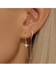 ETOILE CHAINE – Boucle d’oreille double en argent 925...