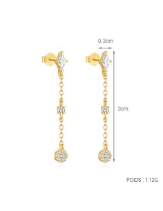 Boucles d'oreilles argent 925 doré à l'or fin - DROP