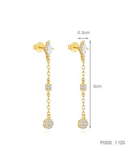 Boucles d'oreilles argent 925 doré à l'or fin - DROP