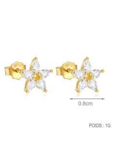 Boucles d'oreilles argent 925 doré à l'or fin - FLEUR