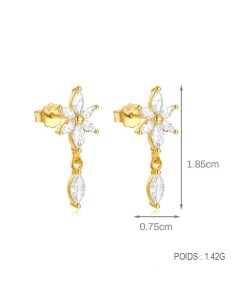 Boucles d'oreilles argent 925 doré à l'or fin - LYS