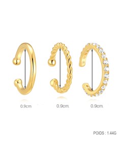 SET BAGUE OREILLE Anneaux - argent 925 doré à l'or fin