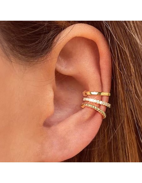 SET BAGUE OREILLE Anneaux - argent 925 doré à l'or fin