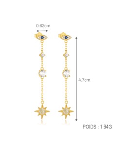 Boucles d'oreilles argent 925 doré à l'or fin - EYE