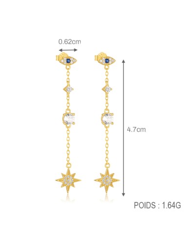 Boucles d'oreilles argent 925 doré à l'or fin -...
