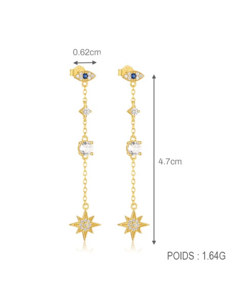 Boucles d'oreilles argent 925 doré à l'or fin - EYE