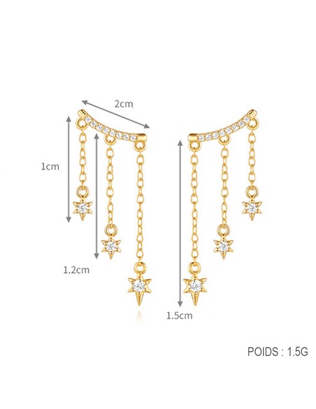 Boucles d'oreilles argent 925 doré à l'or fin - NUIT