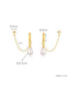 Boucles d'oreilles argent 925 doré à l'or fin - PERLE