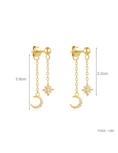 Boucles d'oreilles argent 925 doré à l'or fin - MOON