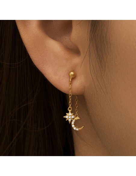Boucles d'oreilles argent 925 doré à l'or fin - MOON