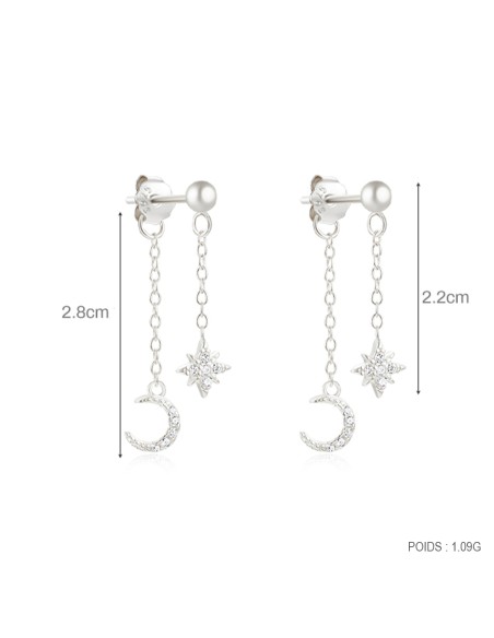 Boucles d'oreilles argent 925 - MOON