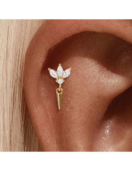 Labret Lotus spike 1.2mm - argent 925 doré à l'or fin