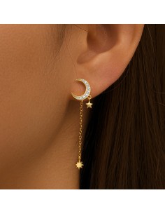Boucles d'oreilles argent 925 doré à l'or fin - LUNE 2
