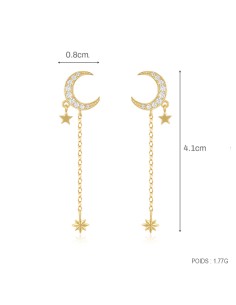 Boucles d'oreilles argent 925 doré à l'or fin - LUNE