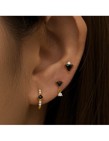 Set 3 boucles TRIANGLE - argent 925 doré à l'or...