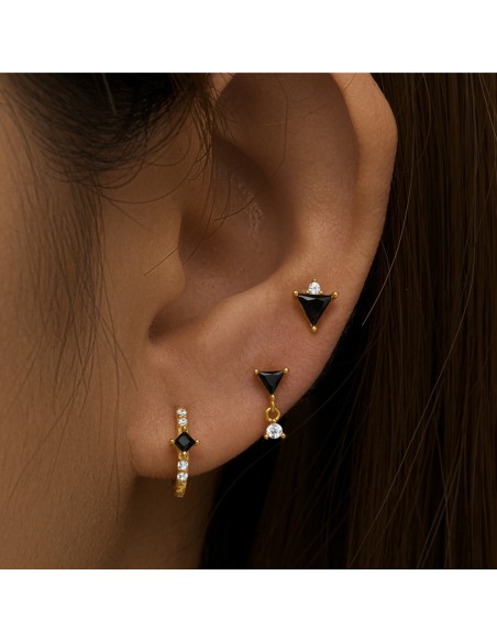 Set 3 boucles TRIANGLE - argent 925 doré à l'or fin