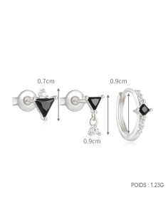 Set 3 boucles TRIANGLE - argent 925