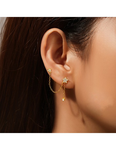 Boucles d'oreilles argent 925 doré à l'or fin - STARS
