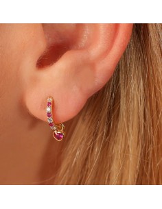 Boucles d'oreilles argent 925 doré à l'or fin - COEUR ROSE