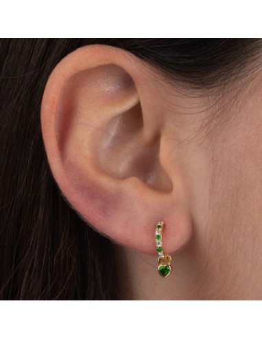 Boucles d'oreilles argent 925 - COEUR VERT