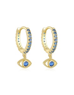 Boucles d'oreilles argent 925 doré à l'or fin - OEIL BLEU