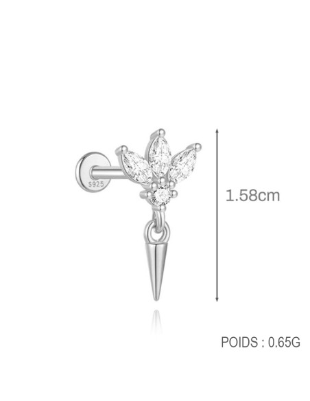 Labret Lotus spike 1.2mm - argent 925
