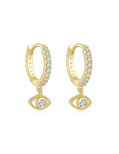 Boucles d'oreilles argent 925 doré à l'or fin - OEIL BLANC