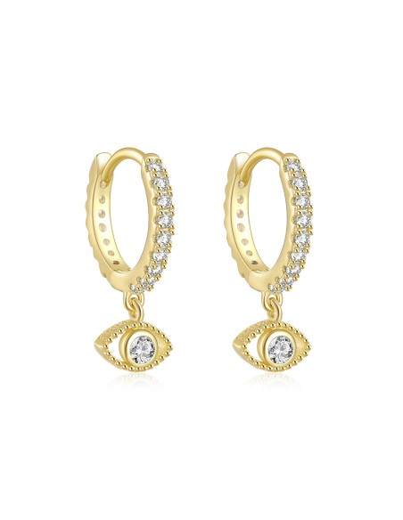 Boucles d'oreilles argent 925 doré à l'or fin - OEIL BLANC