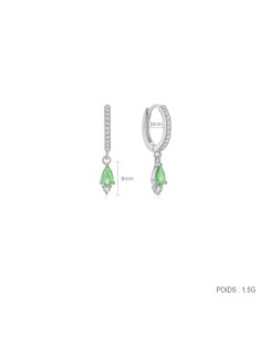 Boucles d'oreilles argent 925 - GOUTTE VERTE