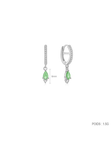 Boucles d'oreilles argent 925 - GOUTTE VERTE
