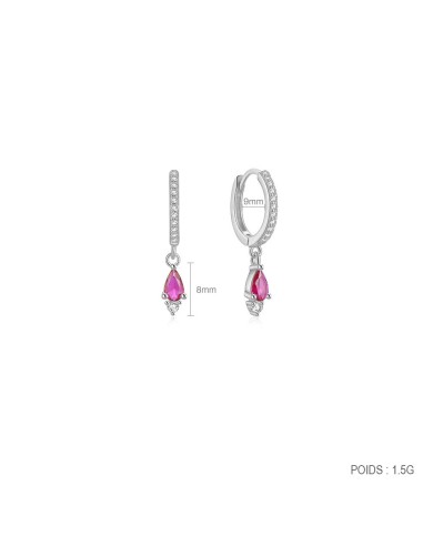 Boucles d'oreilles argent 925 - GOUTTE ROSE