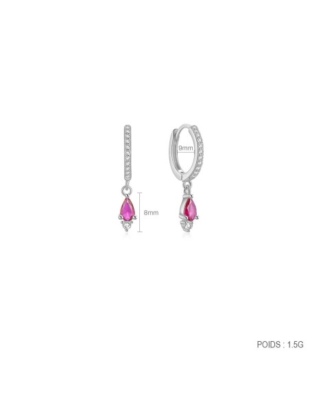 Boucles d'oreilles argent 925 - GOUTTE ROSE