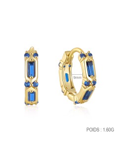 Boucles d'oreilles argent 925 doré à l'or fin - REC BLEU