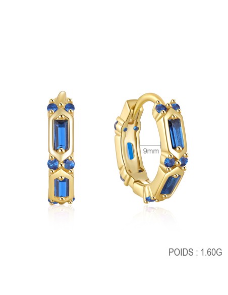Boucles d'oreilles argent 925 doré à l'or fin - REC BLEU