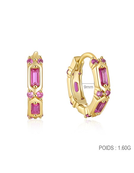 Boucles d'oreilles argent 925 doré à l'or fin - REC ROSE