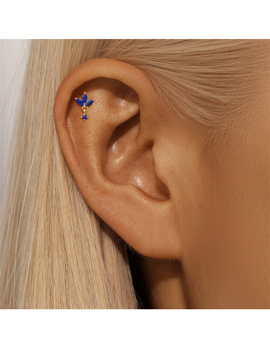 Labret Lotus 3 lapis lazuli 1.2mm - argent 925...