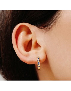 Boucles d'oreilles argent 925 doré à l'or fin - REC BLEU 2