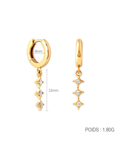 Boucles d'oreilles argent 925 doré à l'or fin - TRIO LOSANGE