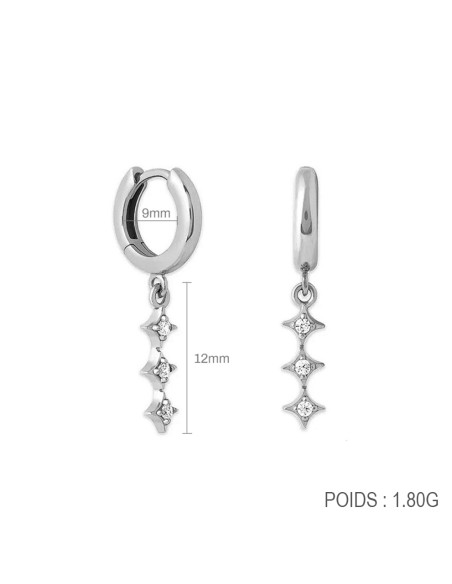 Boucles d'oreilles argent 925 - TRIO LOSANGE
